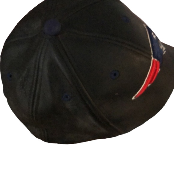 NFL New England Patriots black genuine leather baseball cap GoPatriots !🏈🏈🏈 - Picture 12 of 13